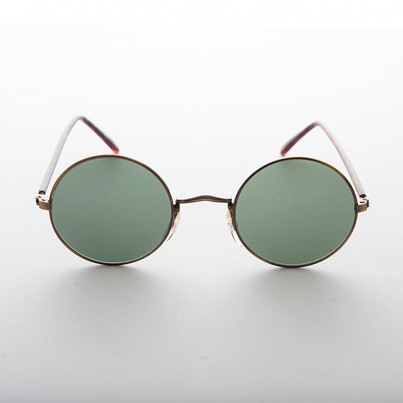 Round Hippy Vintage Sunglass with Glass Lens