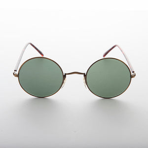 Round Hippy Vintage Sunglass with Glass Lens