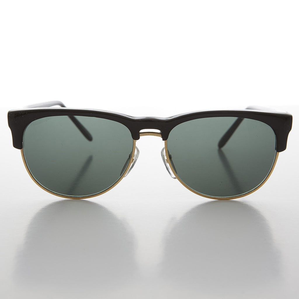 black half frame horn rim vintage sunglass