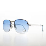 Load image into Gallery viewer, Rimless Vintage Sunglass with Rhinestone Heart
