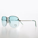 Load image into Gallery viewer, green y2k rimless sunglasses with rhinestone heart
