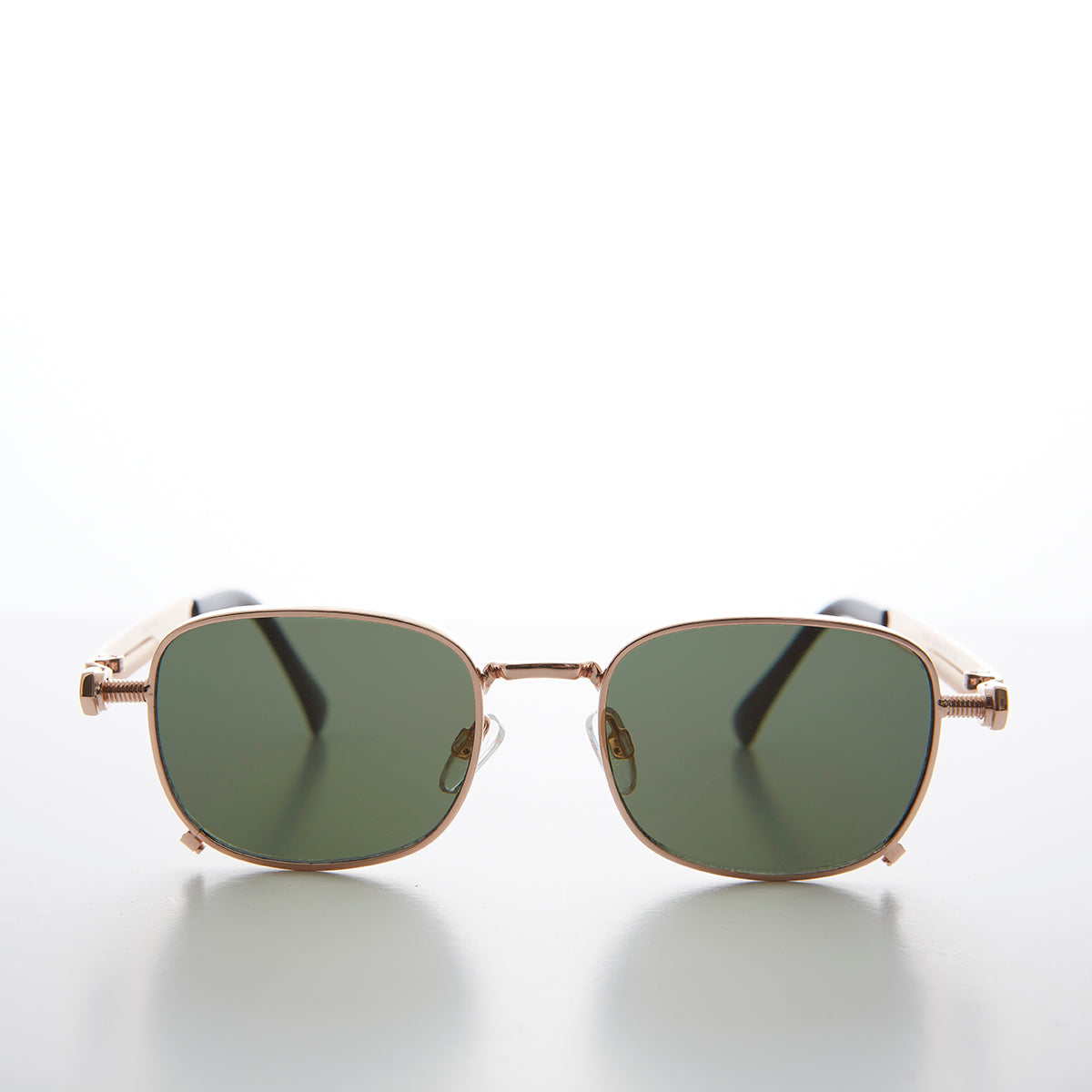 Tailored Steampunk Gold Sunglasses with Industrial Temples